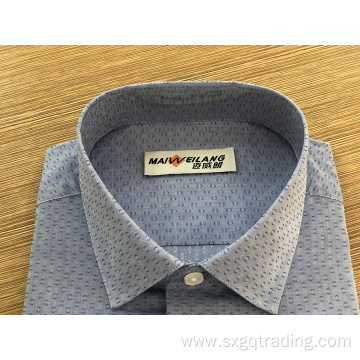 Male cvc jacquard stand--up collar short sleeve shirt